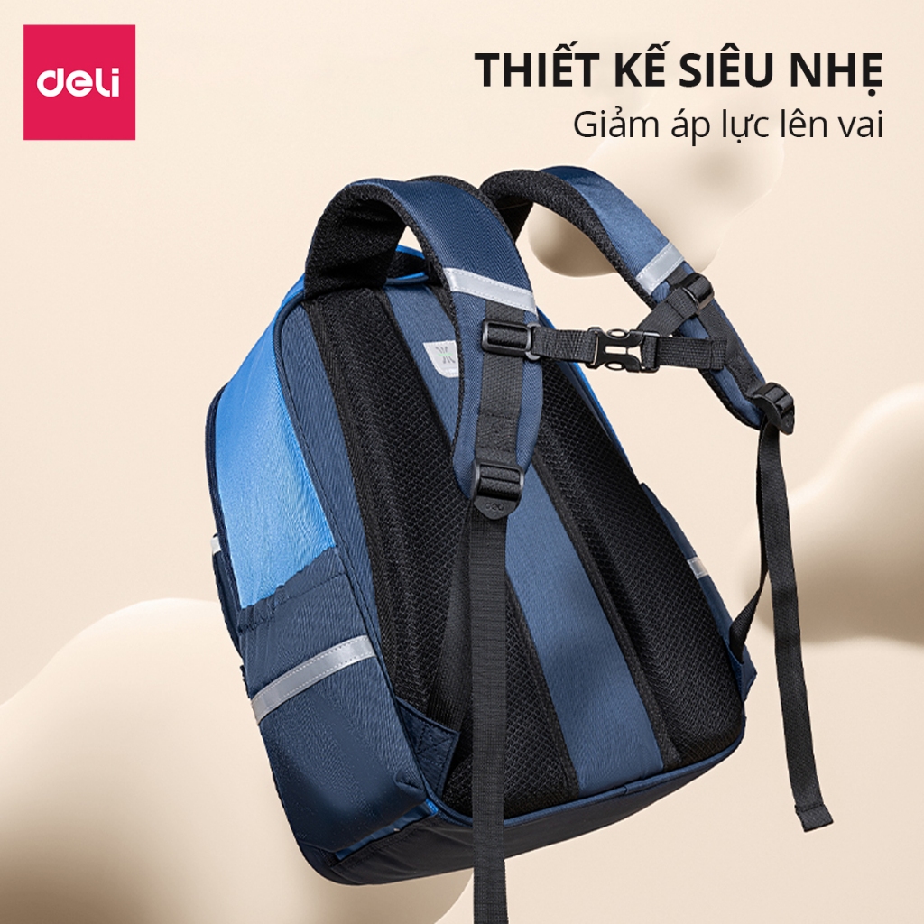 Balo Chống Gù Cao Cấp Deli - Cặp Chống Gù Cho Bé Tiểu Học Chất Bền Nhẹ Chống Thấm Nước Thoải Mái