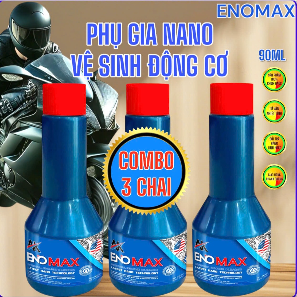 COMBO 3 CHAI PHỤ GIA NANO ENOMAX VỆ SINH ĐỘNG CƠ 90ML