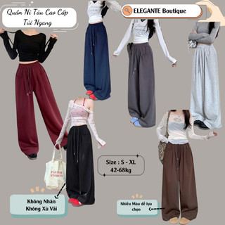 Quần Ống Rộng ELEGANTE Chất Liệu Nỉ 2 Da Siêu Tôn Dáng Tôn Da