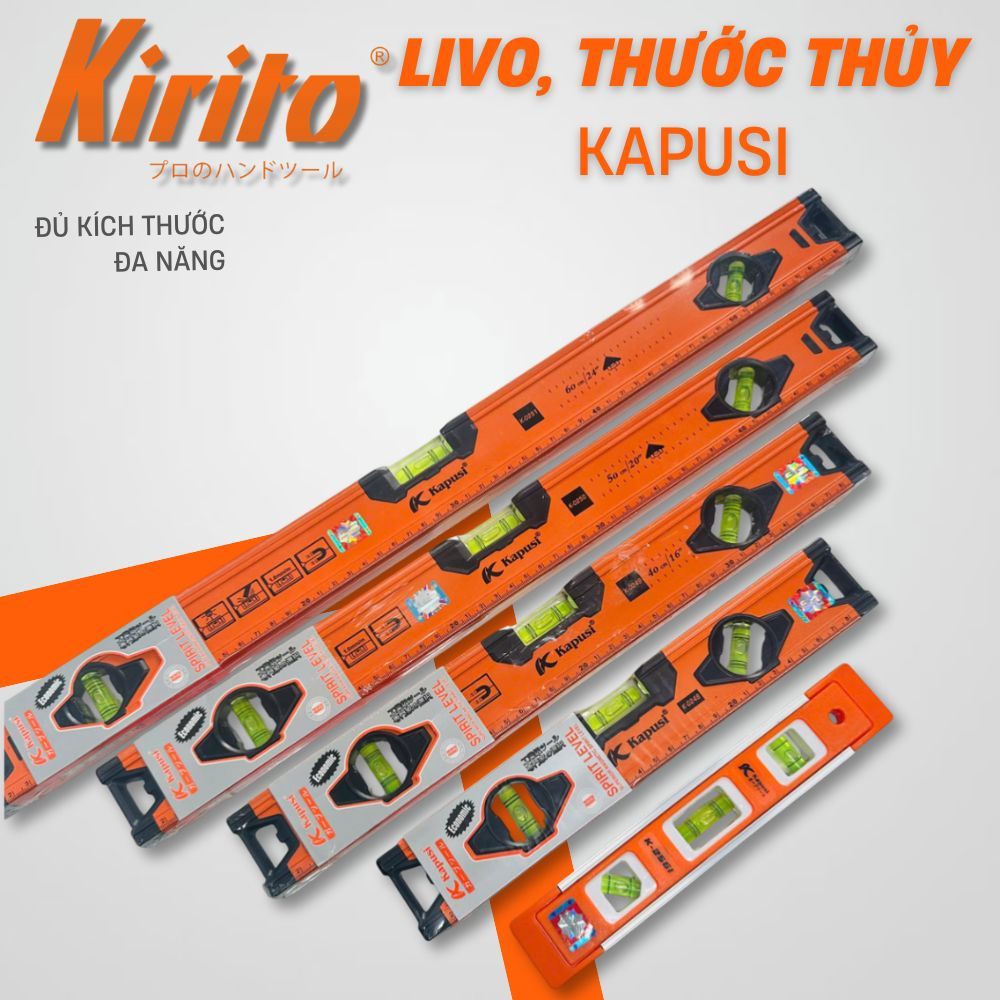 Thước Thủy Cân Bằng Kapusi Cao Cấp, Thước Livo Nhôm Có Từ Tính Đủ Kích Thước 20-60cm