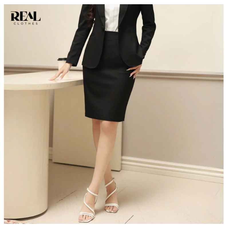 Chân váy bút chì trơn lưng cao che bụng Tokyo REAL CLOTHES (tổng hợp màu), váy công sở ít nhăn