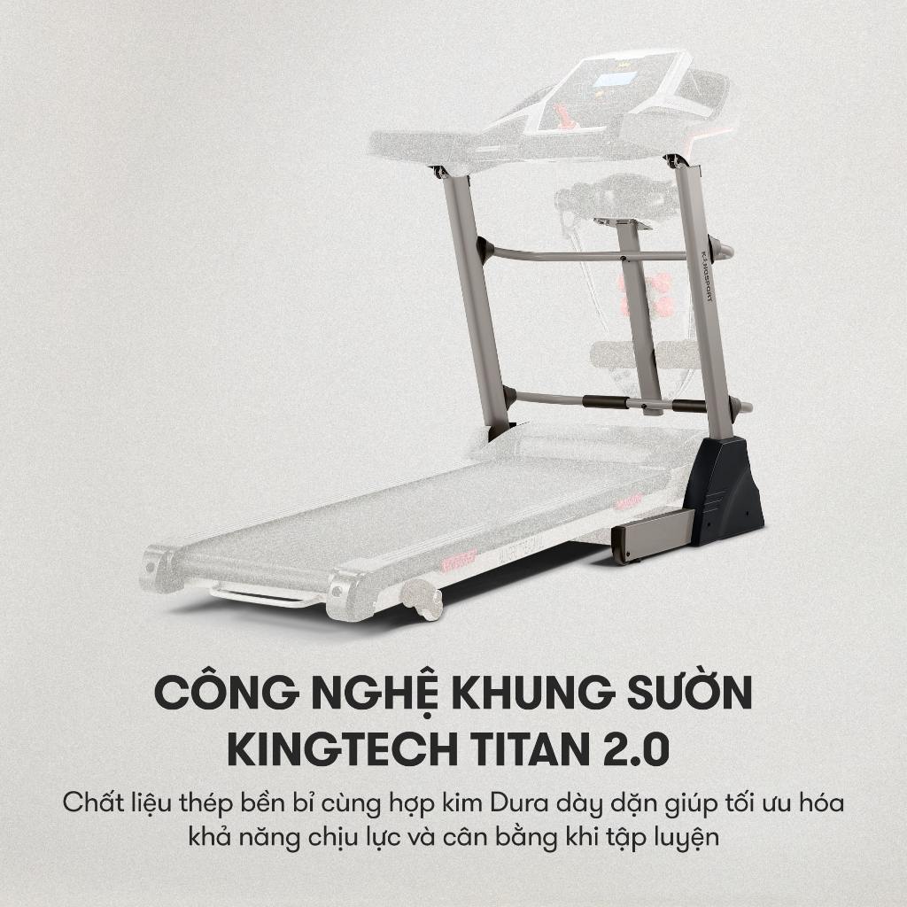 Máy chạy bộ KINGSPORT Kungfu đa năng, động cơ Kingtech hiệu suất 2.5 HP, 12 bài luyện tập