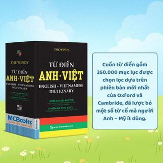Sách - Từ Điển Anh VIệt Phiên Bản Bìa Đen Màu Trắng - Giải Nghĩa Đầy Đủ Ví Dụ Phong Phú
