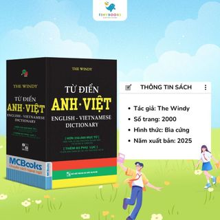 Sách - Từ Điển Anh VIệt Phiên Bản Bìa Đen Màu Trắng - Giải Nghĩa Đầy Đủ Ví Dụ Phong Phú