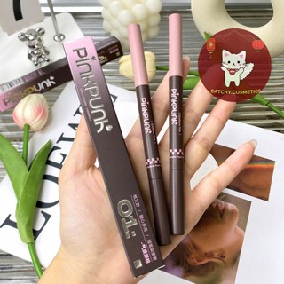 [PINKPUNK] Chì Kẻ Mày Pinkpunk 2 Đầu Kèm Mascara Chân Mày 2in1 Vỏ Hồng Đen (280mg+1.5g)