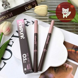 [PINKPUNK] Chì Kẻ Mày Pinkpunk 2 Đầu Kèm Mascara Chân Mày 2in1 Vỏ Hồng Đen (280mg+1.5g)