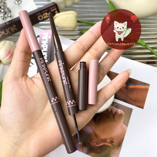 [PINKPUNK] Chì Kẻ Mày Pinkpunk 2 Đầu Kèm Mascara Chân Mày 2in1 Vỏ Hồng Đen (280mg+1.5g)