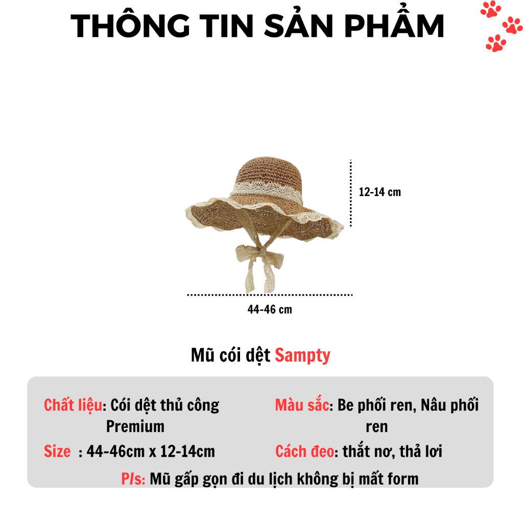 Mũ Cói Du Lịch, Đi Biển 𝐒𝐚𝐦𝐩𝐭𝐲 Chất Cói Premium Phối Ren Nơ Kèm Kẽm Điều Chỉnh Hình Dáng Mũ BST Summer 2025