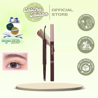 [PINKPUNK] Chì Kẻ Mày Pinkpunk 2 Đầu Kèm Mascara Chân Mày 2in1 Vỏ Hồng Đen (280mg+1.5g)