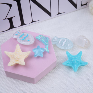 Set 7 Sticker, charm 3D chủ đề Cá Sao Biển DIY Mita gắn Dép Sục, Cá Sấu JBM-03