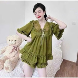 Đồ ngủ Pijama Tiểu Thư Phối Ren Bigsize, Chất Lụa Latin cao cấp thời trang nữ freesize 45-90kg-PJ013