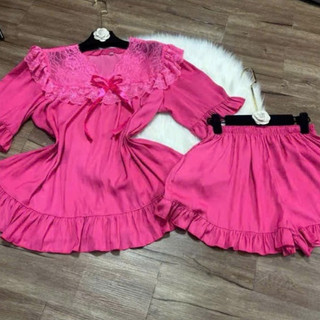 Đồ ngủ Pijama Tiểu Thư Phối Ren Bigsize, Chất Lụa Latin cao cấp thời trang nữ freesize 45-90kg-PJ013