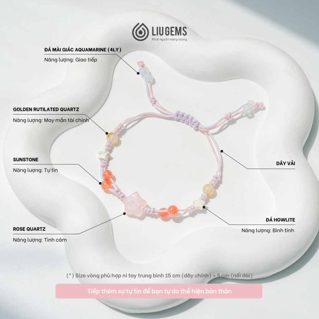 Vòng Tay Dây Vải Mix Đá Tự Nhiên Liugems Whisper Of Cosmic Handmade Dễ Thương Ý Nghĩa CM01