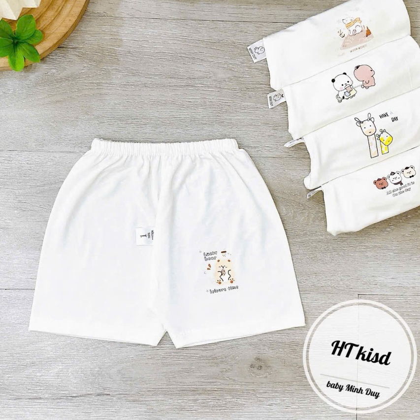 Quần chục đùi thun lạnh NỀN TRẮNG KEM họa tiết dễ thương cho bé trai bé gái 4-14kg mesocshop