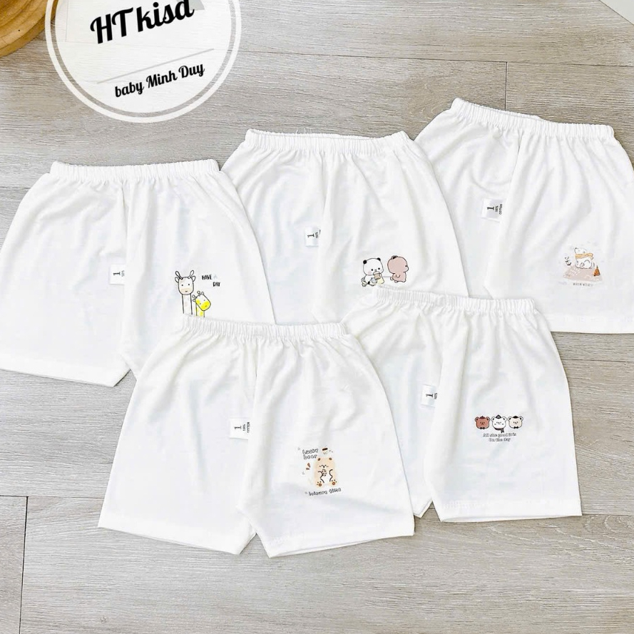 Quần chục đùi thun lạnh NỀN TRẮNG KEM họa tiết dễ thương cho bé trai bé gái 4-14kg mesocshop