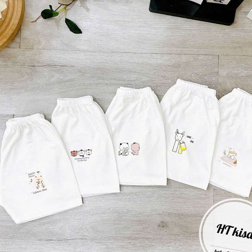 Quần chục đùi thun lạnh NỀN TRẮNG KEM họa tiết dễ thương cho bé trai bé gái 4-14kg mesocshop