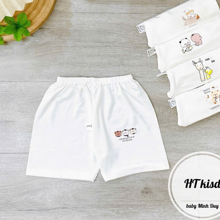 Quần chục đùi thun lạnh NỀN TRẮNG KEM họa tiết dễ thương cho bé trai bé gái 4-14kg mesocshop