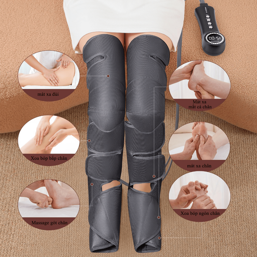 Máy Massage Chân Đa Năng, Máy Massage Có Nhiệt Sưởi Ấm Giúp Giãn Tĩnh Mạch 5 Cấp Độ, Giảm Tê Chân, Đau Chân