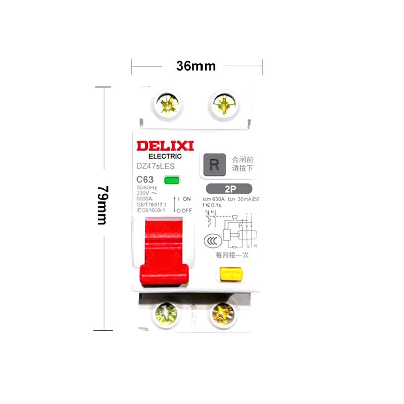 Bộ Aptomat Chống giật -chống rò - chống quá tải RCBO DELIXI DZ47sLES 40A,63A, át chống giật, cb chống giật