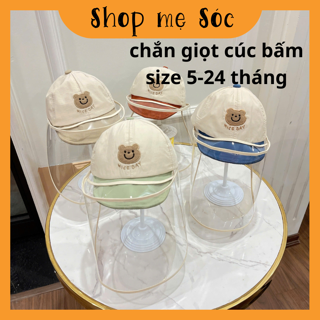 Mũ lưỡi trai chắn giọt bấm cúc tiện lợi cho bé 5 tháng đến 24 tháng mesocshop