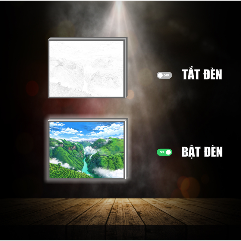 Tranh đèn led 3D đổi màu 3 chế độ Phong cảnh Việt Nam - Tranh đèn led trang trí bàn làm việc