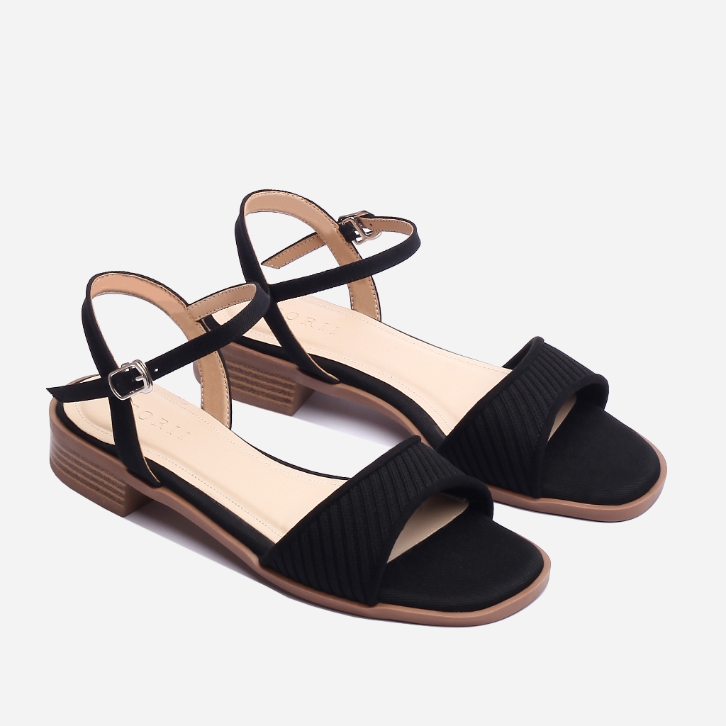 CORII - Giày Sandal Cao Gót Quai Ngang Bản Nhỏ Mũi Tròn Mira Thời Trang và Thoải Mái  - CR6MRW1 Đen