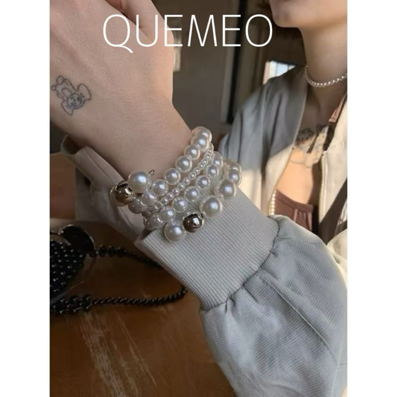 HOẢ TỐC Vòng tay Nhiều Lớp Ngọc Trai Đa Tầng AUTUM QUEMEO đa phong cách