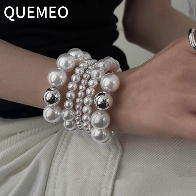 HOẢ TỐC Vòng tay Nhiều Lớp Ngọc Trai Đa Tầng AUTUM QUEMEO đa phong cách