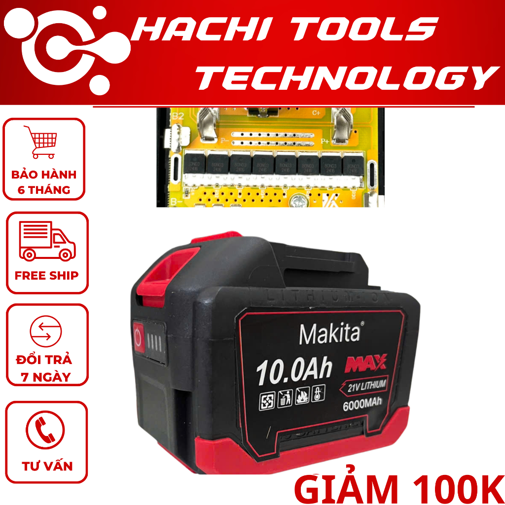 Pin 15 Cell Makita mạch 8 mosfet Chân Pin Phổ Thông M21 Có Đèn Báo Pin ...