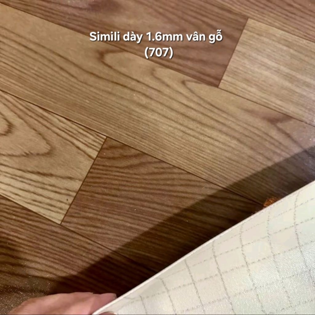 Thảm simili vân gỗ dày 1.6mm, 20m2(2m x 10m)- lót sàn, văn phòng, chống thấm, dễ lau chùi