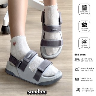 [TẶNG VỚ BAMBOO TỪ 1/7]SANDANI Giày Sandal Nữ Quai Ngang Dây Dù, Đế Êm Chống Trơn, Màu Ghi (Size 36-40) - BẢO HÀNH 1 NĂM
