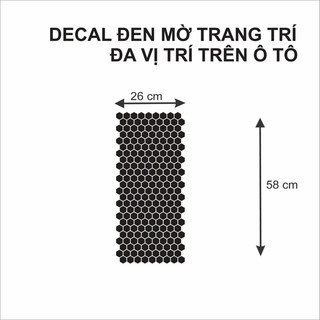 Decal đen mờ hoạ tiết tổ ong trang trí kính ô tô, dán trụ bóng ô tô ( dùng được đa vị trí )