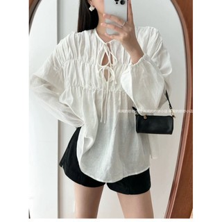 𝙇𝘼𝙍𝘼 𝙏𝙊𝙋 - Áo Linen phom rộng dài tay