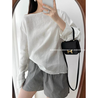 𝙔𝙄𝙇𝙔 𝙏𝙊𝙋 - Áo Linen cổ thuyền ngang vai