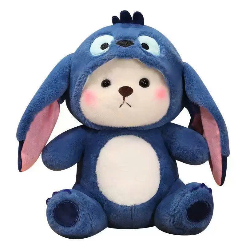 Gấu Bông Lena Stitch Xanh, Thú Nhồi Bông Hình Gấu Lena Stitch tai dài Màu Xanh Dễ Thương