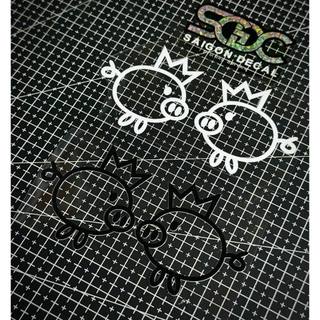 Tem Sticker DTF Vua Heo JDM, Bunny Pig Rocket Jdm, Pig King, Pig Vinyl Reflective |SGDC - 1 Cái|