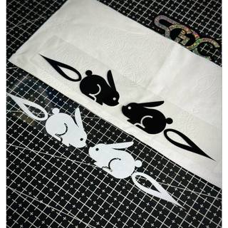 Tem Sticker DTF Thỏ Tên Lửa JDM Style Japan - Trắng & Đen |SGDC - 1 Cái|