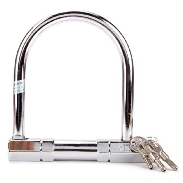 Khoá chữ U chống trộm xe máy inox chống gỉ HengLong loại 1 cỡ to - Khóa chữ U xe máy an toàn