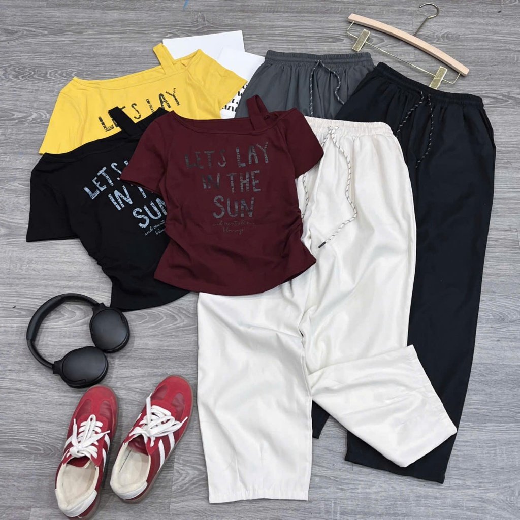 [THE SUN- QUẦN BAGGY] Sét áo cộc tay chất cotton tàu+ quần baggy chất thô kaki. Đủ size SMLXL