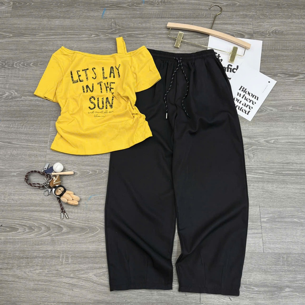 [THE SUN- QUẦN BAGGY] Sét áo cộc tay chất cotton tàu+ quần baggy chất thô kaki. Đủ size SMLXL