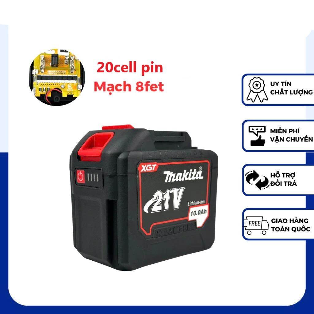 Pin 20 cell Makita, pin đóng 20 cell Mạch 8 mosfet dòng xả cao chân pin ...