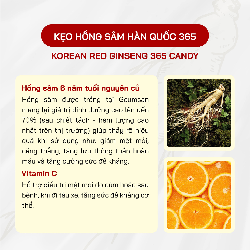 COMBO 3 Kẹo Hồng Sâm Vitamin KHealth Hàn Quốc - Hỗ Trợ Giảm Mệt Mỏi, Giảm Say Tàu Xe