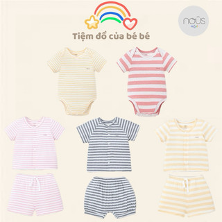 Nu Mini Tổng hợp mẫu cộc tay và bodysuit kẻ cho bé trai và bé gái chất liệu cotton mềm mại thoáng mát và an toàn cho bé
