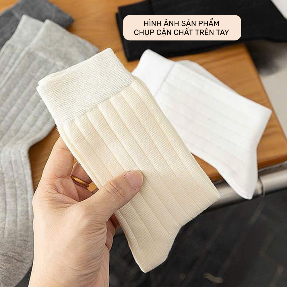 Tất vớ nam nữ cổ trung set 5 đôi tone lạnh, phong cách Hàn Quốc dễ phối đồ - Ekiu Shop