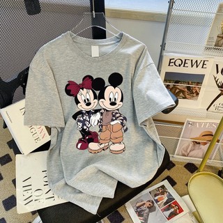 Áo thun cotton ngắn tay oversize chuột Mickey dáng rộng form thiết kế