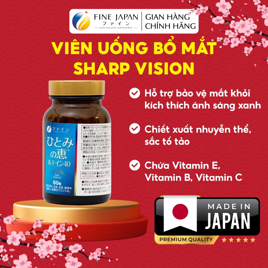 Viên uống bổ mắt Sharp Vision Fine Janpan bảo vệ mắt khỏi kích thích từ ...