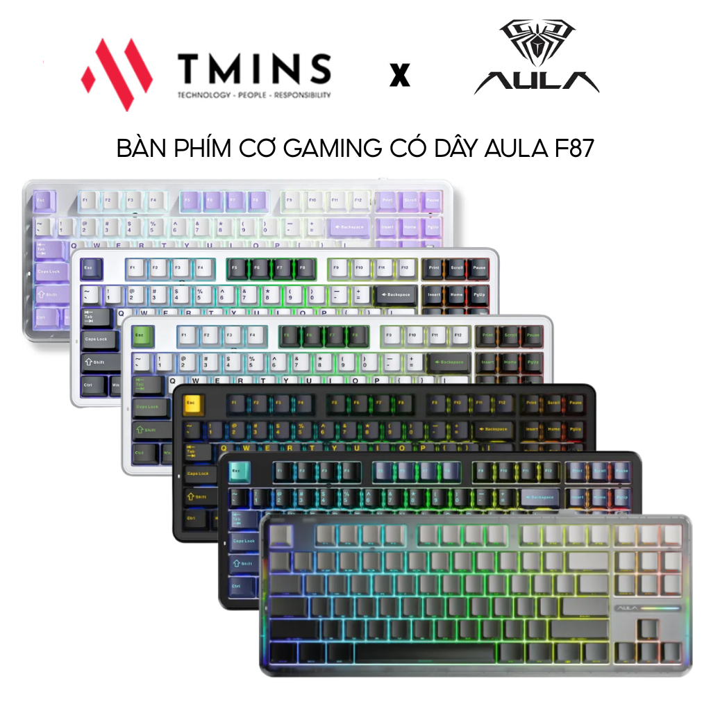 Bàn phím cơ gaming AULA F87/F87 Pro ( 3 MODE / Mạch xuôi / Hotswap ...