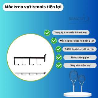 Móc treo vợt tennis gồm 4 móc râu riêng biệt dài 35cm chống gỉ sét, chịu lực tốt