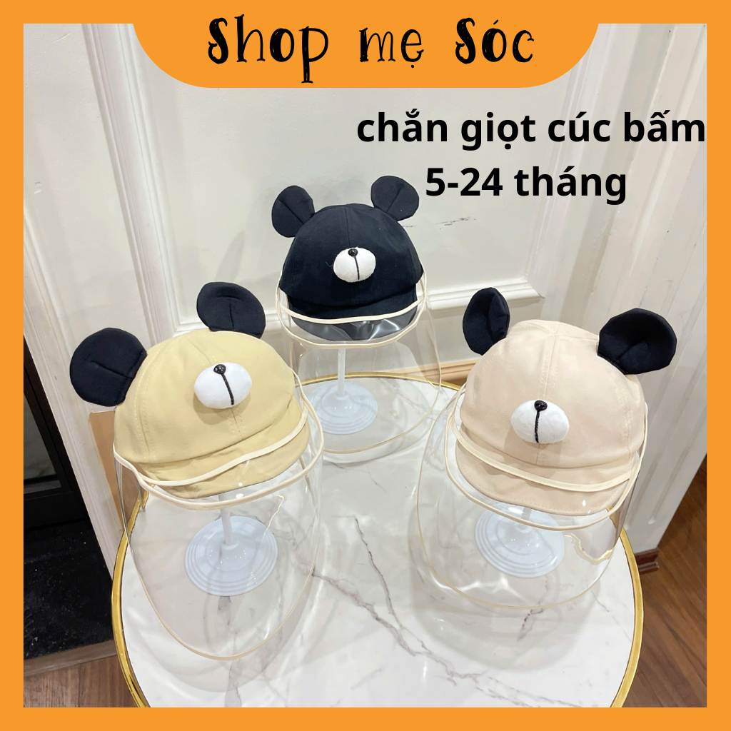 Mũ lưỡi trai chắn giọt bấm cúc hình tai micky tiện lợi cho bé 5 tháng đến 24 tháng mesocshop