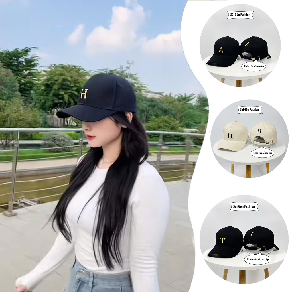 Mũ lưỡi trai thêu chữ Cái | Nón kết thêu chữ P,R,S,K,H,L,W,Q,T,D,Y,V,N chất nhung tăm Unisex Nam Nữ